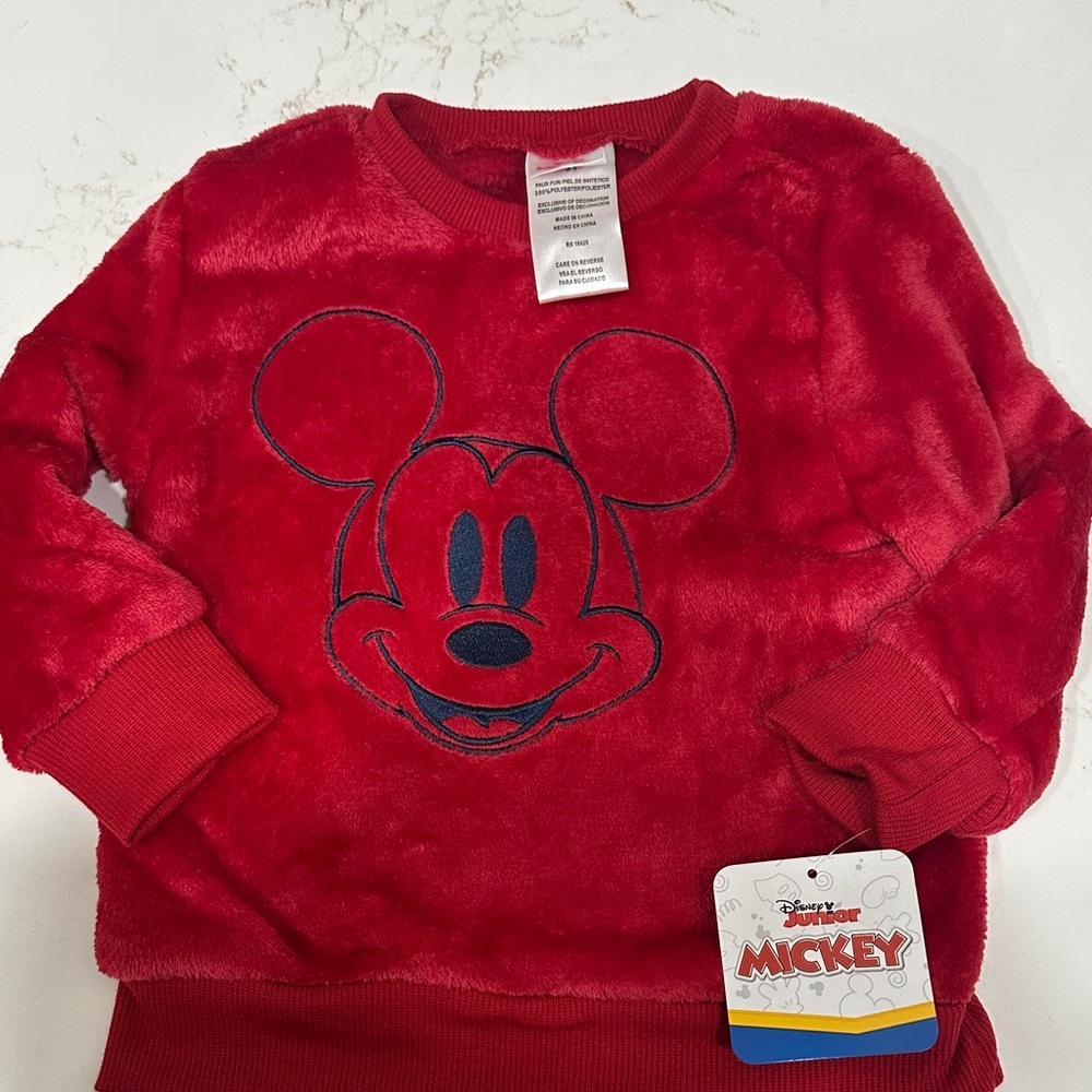 Mickey Mouse Red Fleece Kids Top 2T NWT